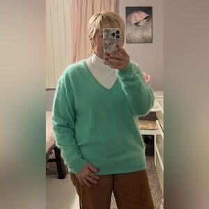 J. Crew Mint Green Cashmere V-Neck Sweater